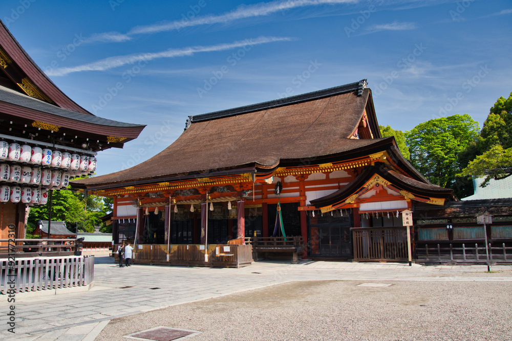 The main shrine of Yasaka-jinja shrine.  Kyoto Japan
