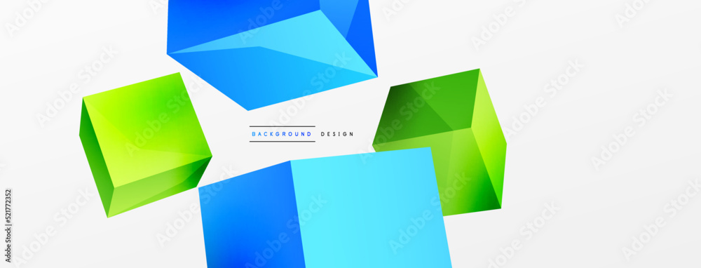 3d cubes vector abstract background. Composition of 3d square shaped basic geometric elements. Trendy techno business template for wallpaper, banner, background or landing 3d cubes vector abstract background. Composition of 3d square shaped basic geometric elements. Trendy techno business template for wallpaper, banner, background or landing