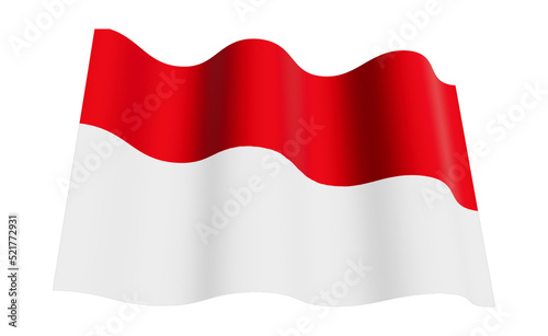 Isolated Indonesia flag of silk-3D illustration-17 agustus 1945