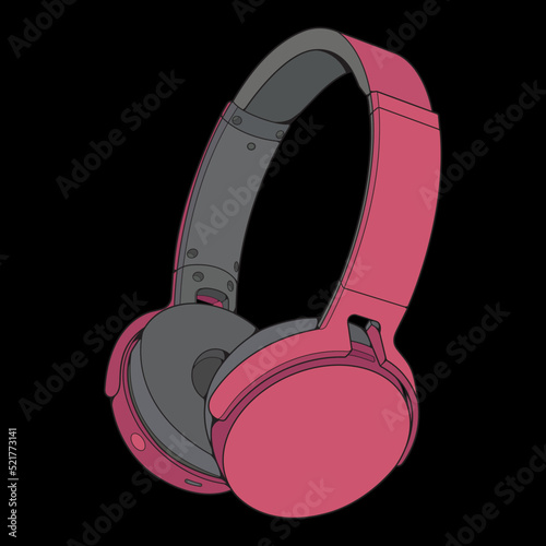 Color Block Headphones Vector Illustration, Music Concept, Line art vector, Portable earphones, Headphones Vector
