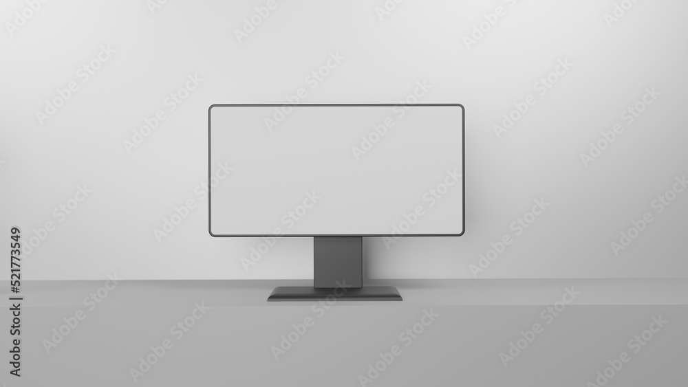 Empty white computer screen on white background. 3D render Empty white computer screen on white background. 3D render