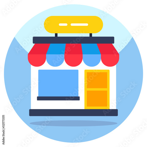 A flat design icon of shop architecture