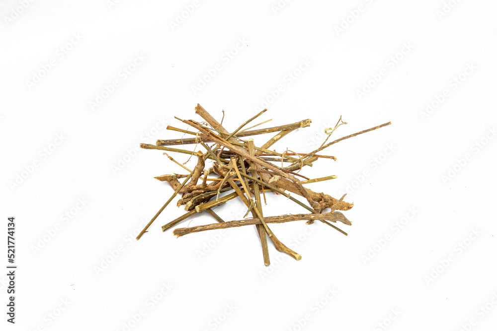 Bhumi amla roots or phyllanthus niruri on white background