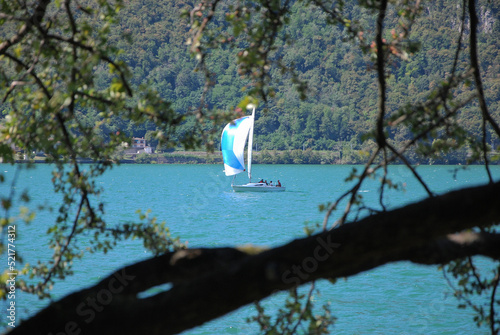 Il lago di Lugano da Campione d'Italia in provincia di Como, Lombardia, Italia.