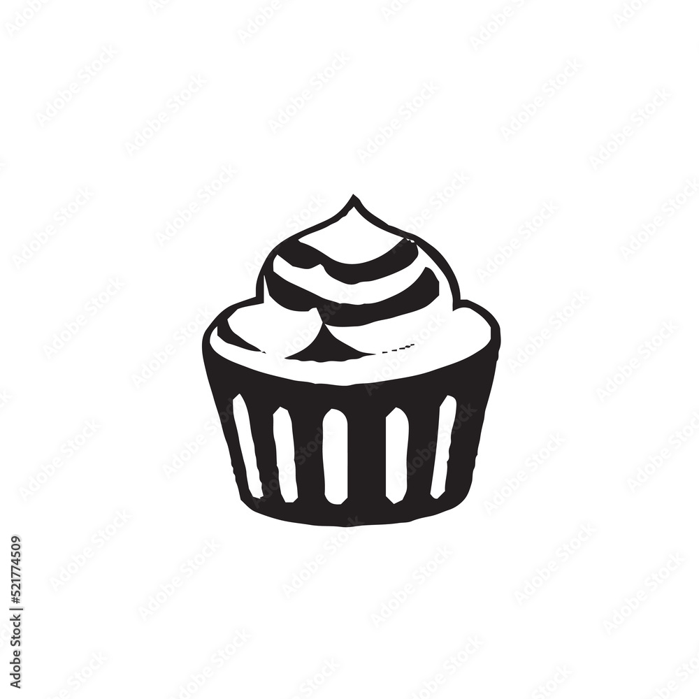 Cupcake Black and White Illustration Cupcake Black and White Illustration