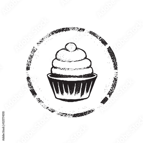 cupcake black and white illustration