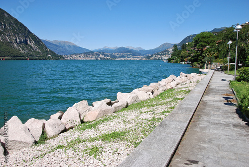 Il lago di Lugano da Campione d'Italia in provincia di Como, Lombardia, Italia. photo