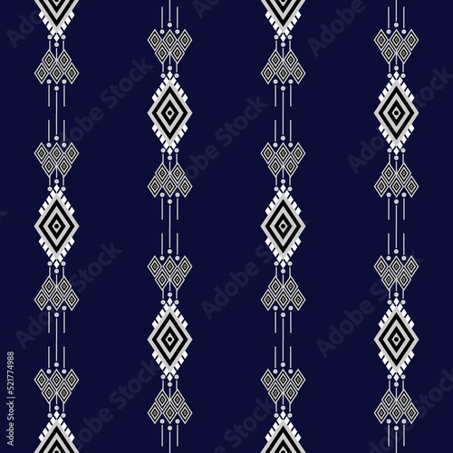 Geometric ethnic pattern seamless traditional Design for background, carpet, wallpaper, wrapping, Batik, fabric, Vector illustration embroidery style.