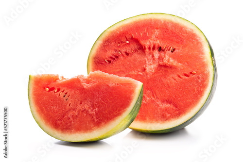 Watermelon. Sliced watermelon with pits. Isolate on white background