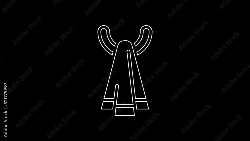 White line Towel on a hanger icon isolated on black background. Bathroom towel icon. 4K Video motion graphic animation White line Towel on a hanger icon isolated on black background. Bathroom towel icon. 4K Video motion graphic animation
