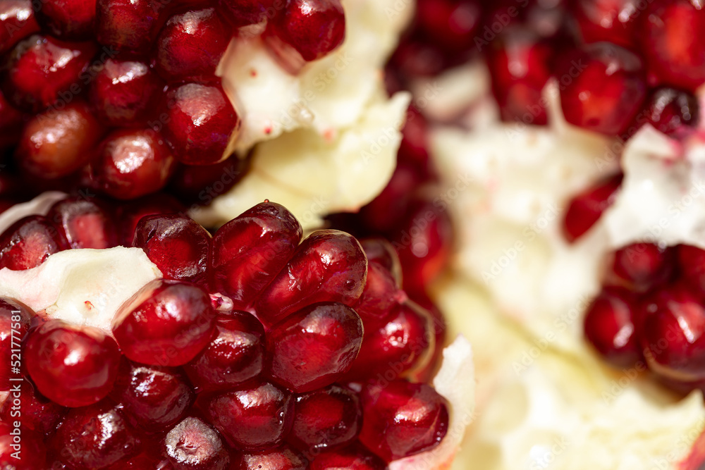 background of ripe pomegranate close-up, macro background of ripe pomegranate close-up, macro