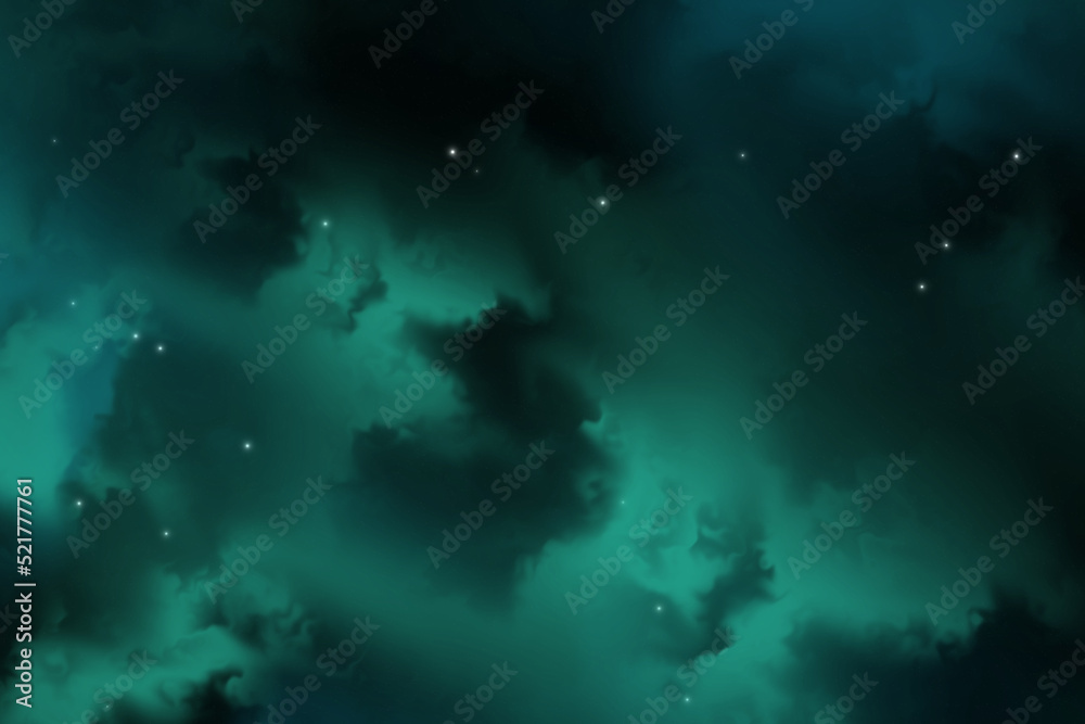 Obraz premium Weltraumhintergrund mit realistischen Nebel und leuchtenden Sternen. Farbiger Kosmos mit trostloser und milder Art. Magische Farbgalaxie. Unendliches Universum und sternhafte Nacht.