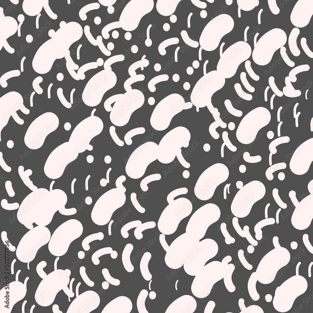 Seamless pattern with single cell microorganisms or microbiome on white ...