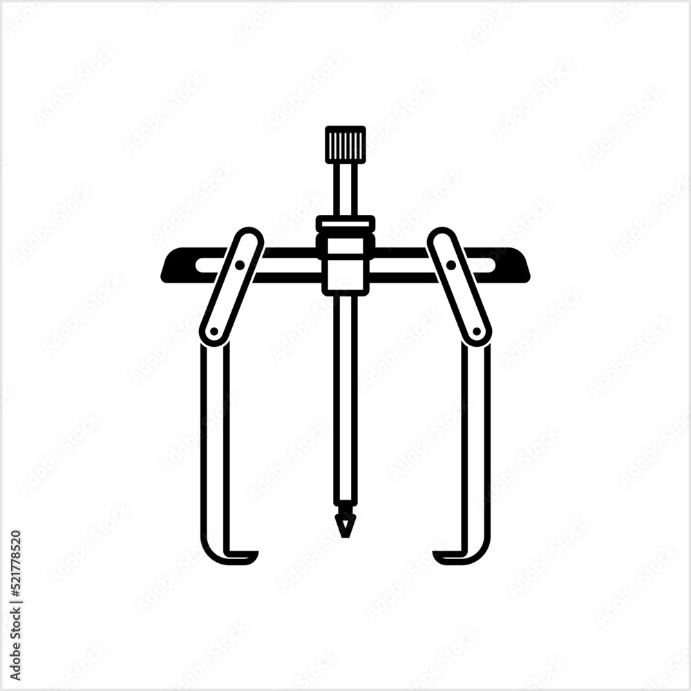 Bearing Puller Tool Icon, Two Arm Bearing Extractor Tool Icon Bearing Puller Tool Icon, Two Arm Bearing Extractor Tool Icon