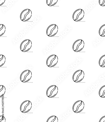 Coffee Bean Icon Seamless Pattern, Coffea Plant Seed, Stone Fruit