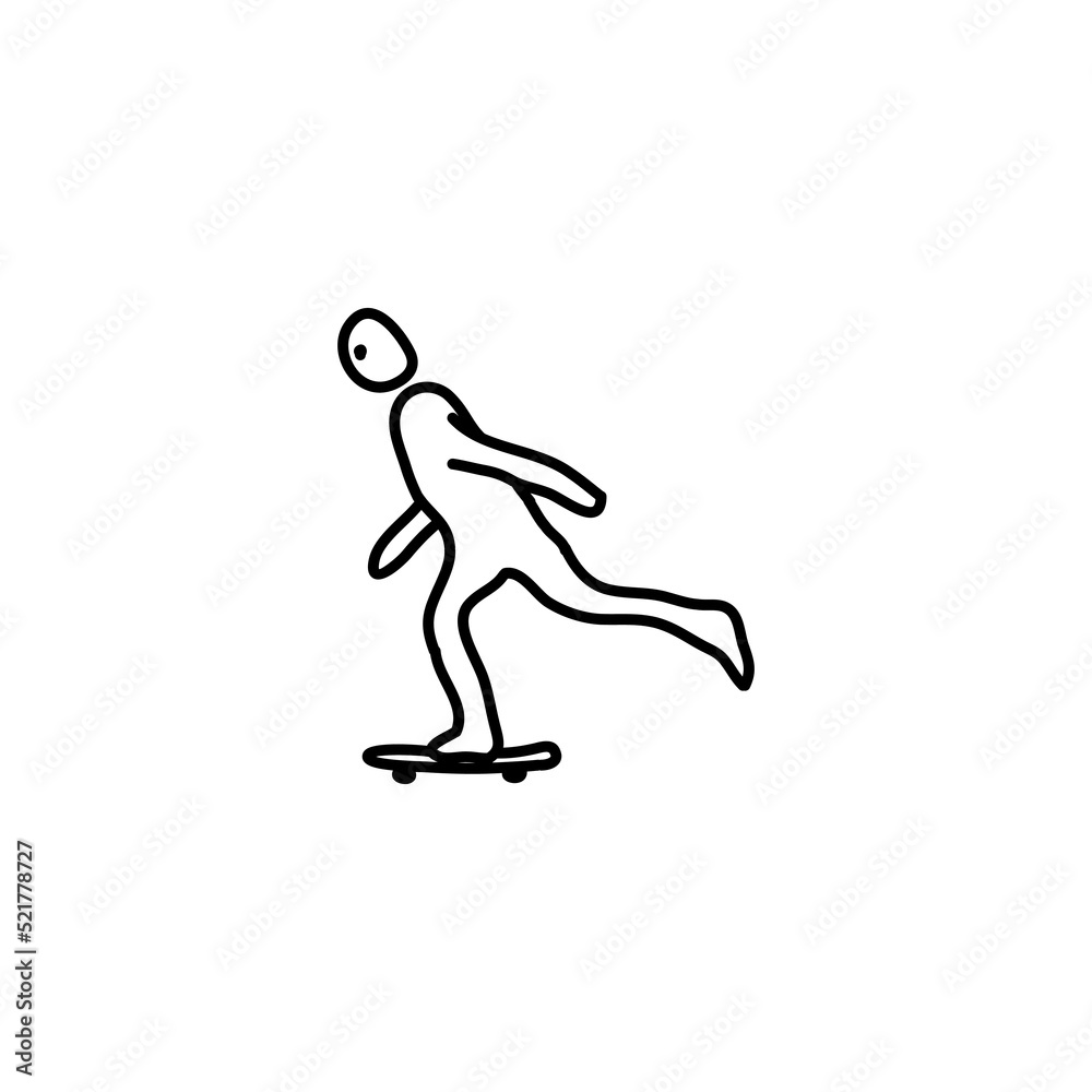 Hand drawn Skateboarding icon, simple doodle icon