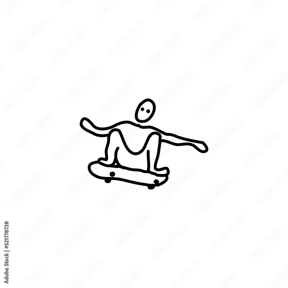 Hand drawn Skateboarding icon, simple doodle icon Hand drawn Skateboarding icon, simple doodle icon