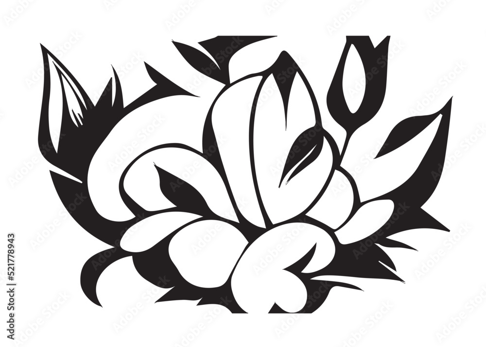 Floral Black and White Illustration Floral Black and White Illustration