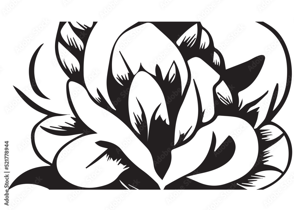 Floral Black and White Illustration Floral Black and White Illustration