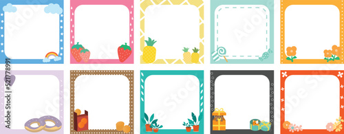black space with cute photo frame illustration clipart for kids or worksheet