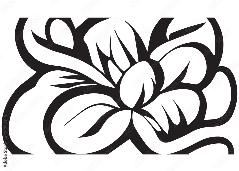 Floral Illustration Tattoo Black and White
