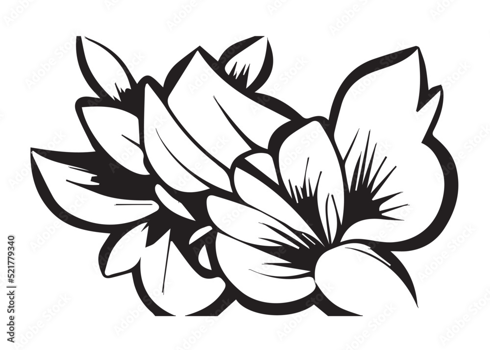 Floral Illustration Tattoo Black and White
