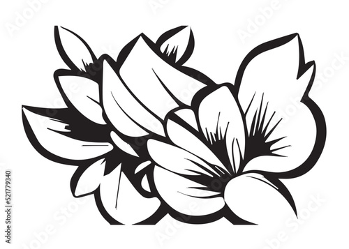 Fototapeta Naklejka Na Ścianę i Meble -  Floral Illustration Tattoo Black and White
