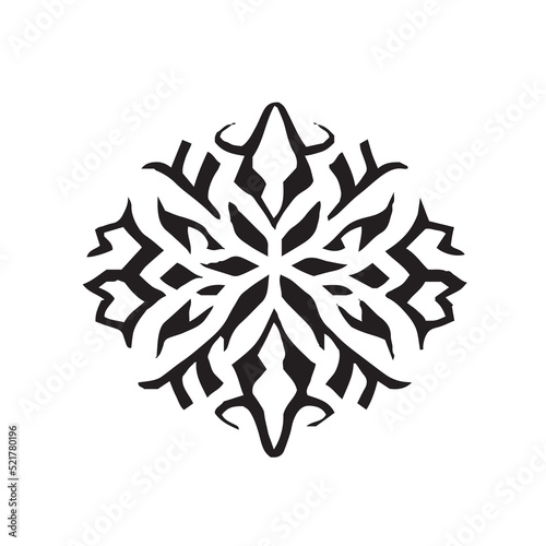 Christmas Winter Snowflake Illustration Black and White
