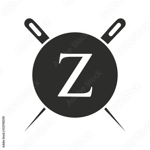Letter Z Tailor Logo, Needle and Thread Combination for Embroider, Textile, Fashion, Cloth, Fabric Template