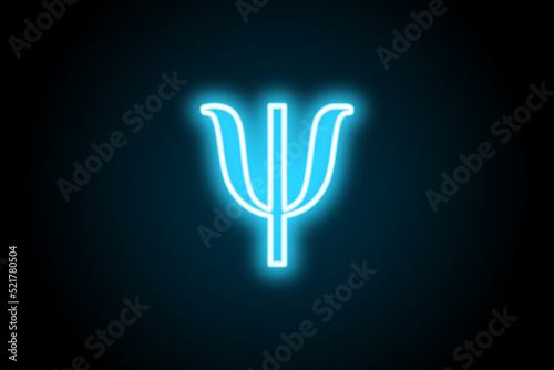 Greek alphabet psi glowing neon symbol sign on black background  photo