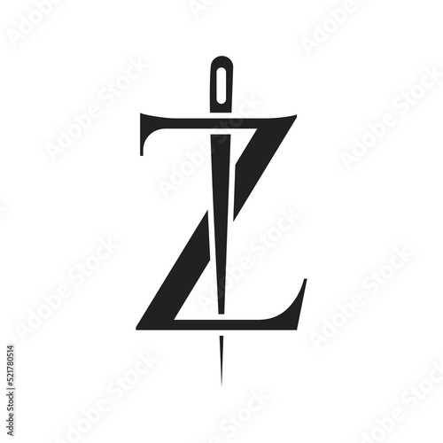 Letter Z Tailor Logo, Needle and Thread Combination for Embroider, Textile, Fashion, Cloth, Fabric Template