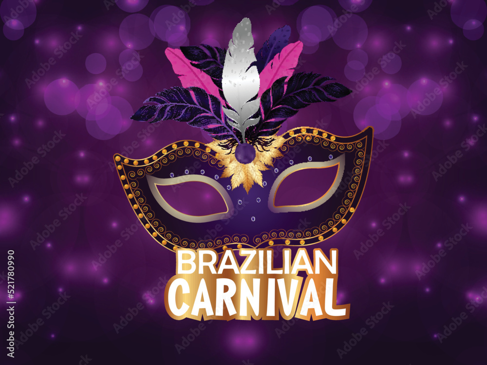 Carnival party background with circus tent house and carnival mask