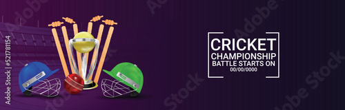 Cricket championship tournament card with vector illustration