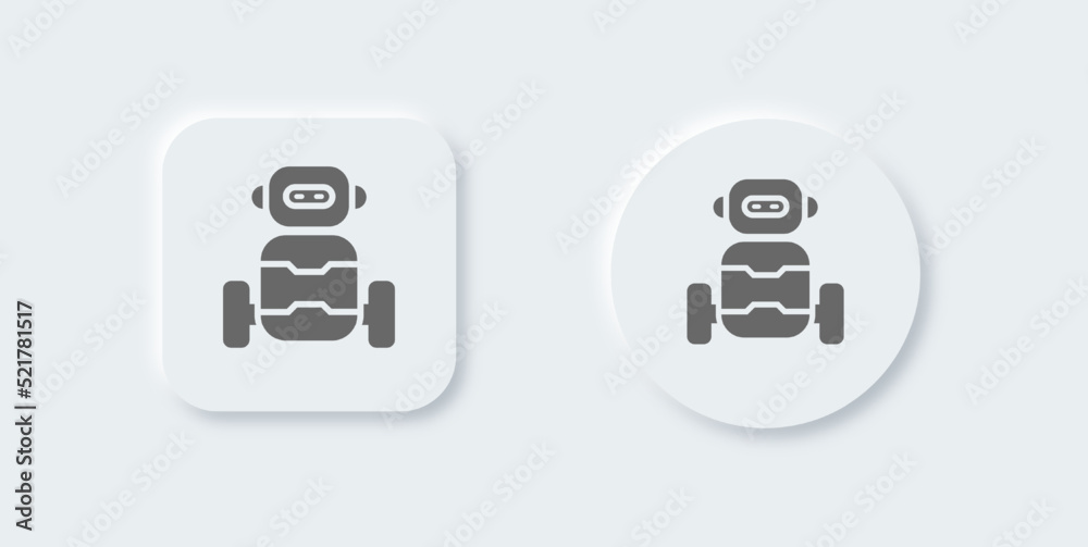 Robot solid icon in neomorphic design style. Artificial intelligence ...
