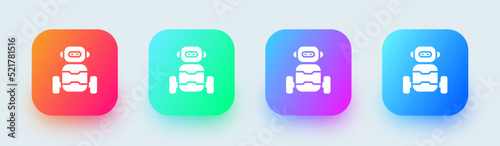Robot solid icon in square gradient colors. Artificial intelligence signs vector illustration.