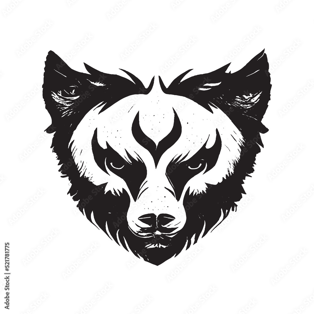 Wolf Head Black and White Illustration Stock Vector Adobe Stock