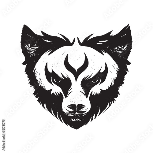 Fototapeta Naklejka Na Ścianę i Meble -  Wolf Head Black and White Illustration