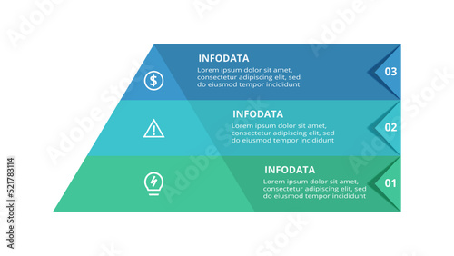 Pyramid with 3 elements, infographic template for web, business, presentations, vector illustration. Business data visualization.