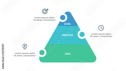 Triangle with 3 elements, infographic template for web, business, presentations, vector illustration. Business data visualization.