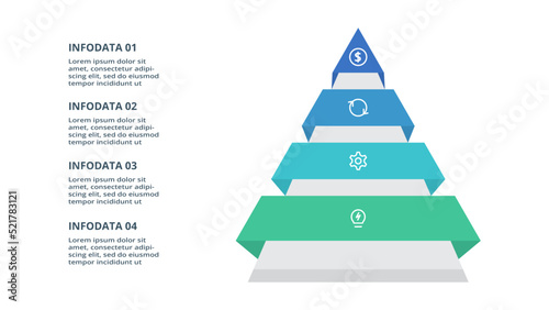 Pyramid with 4 elements, infographic template for web, business, presentations, vector illustration. Business data visualization.