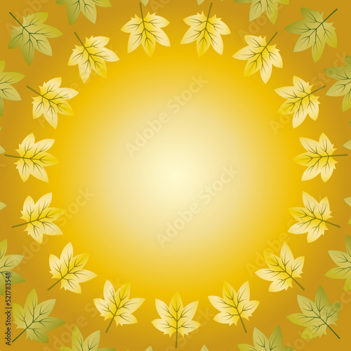 beautiful autumn background with yellow leaves on a light background