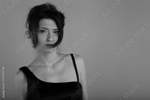 Black and white portrait of beautiful woman