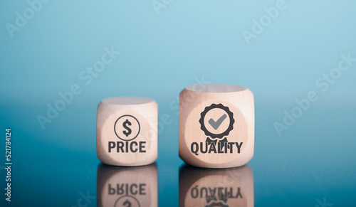 Fényképezés wooden cube is placed on the table displaying a message of quality assurance