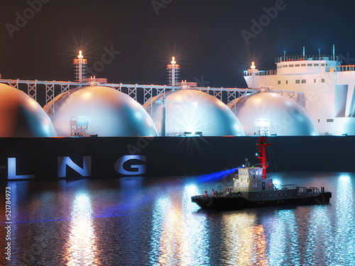 LNGタンカーとタグボート © sh240