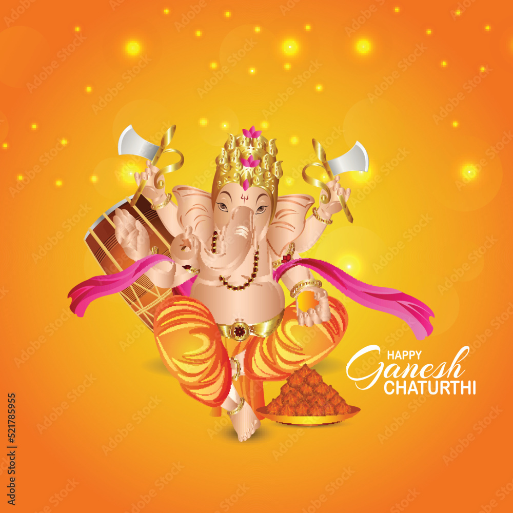 Naklejka premium Happy ganesh chaturthi celebration greeting card