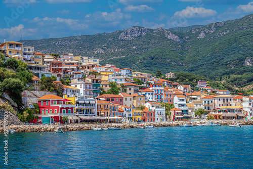 Colorful coastal town Parga  Ionic sea  Greece