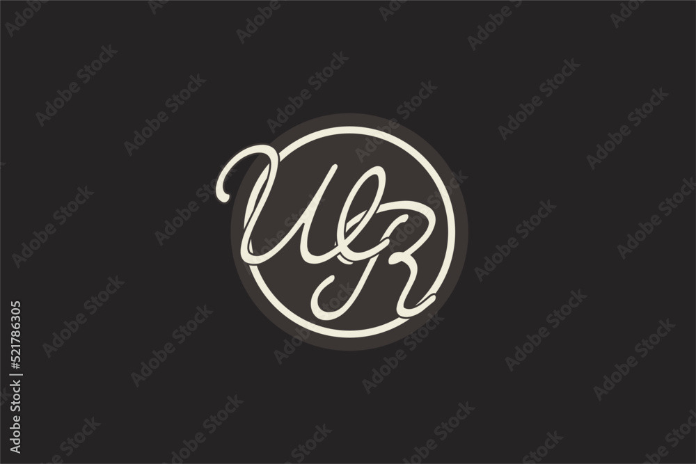 Initial letter WR monogram logo with simple and creative cirle line ...