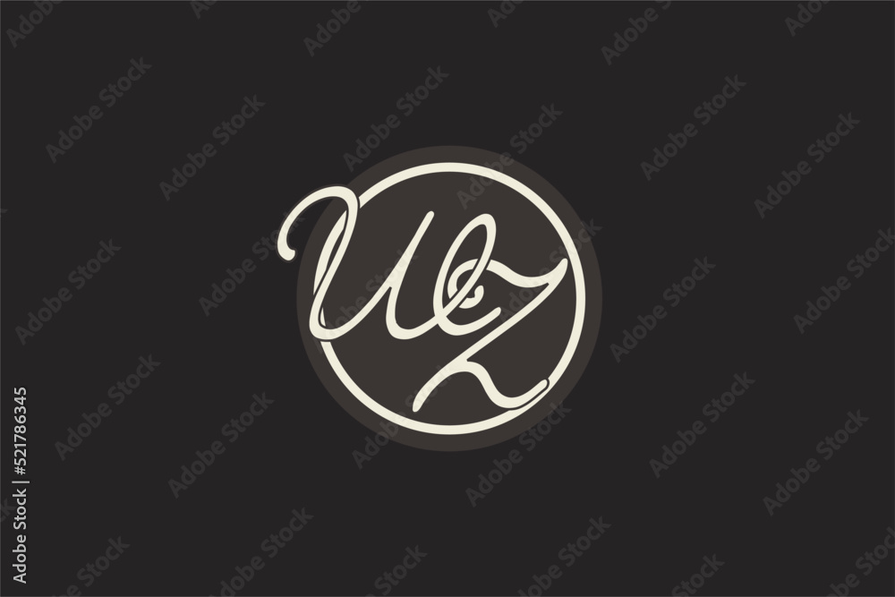 Initial letter WZ monogram logo with simple and creative cirle line ...