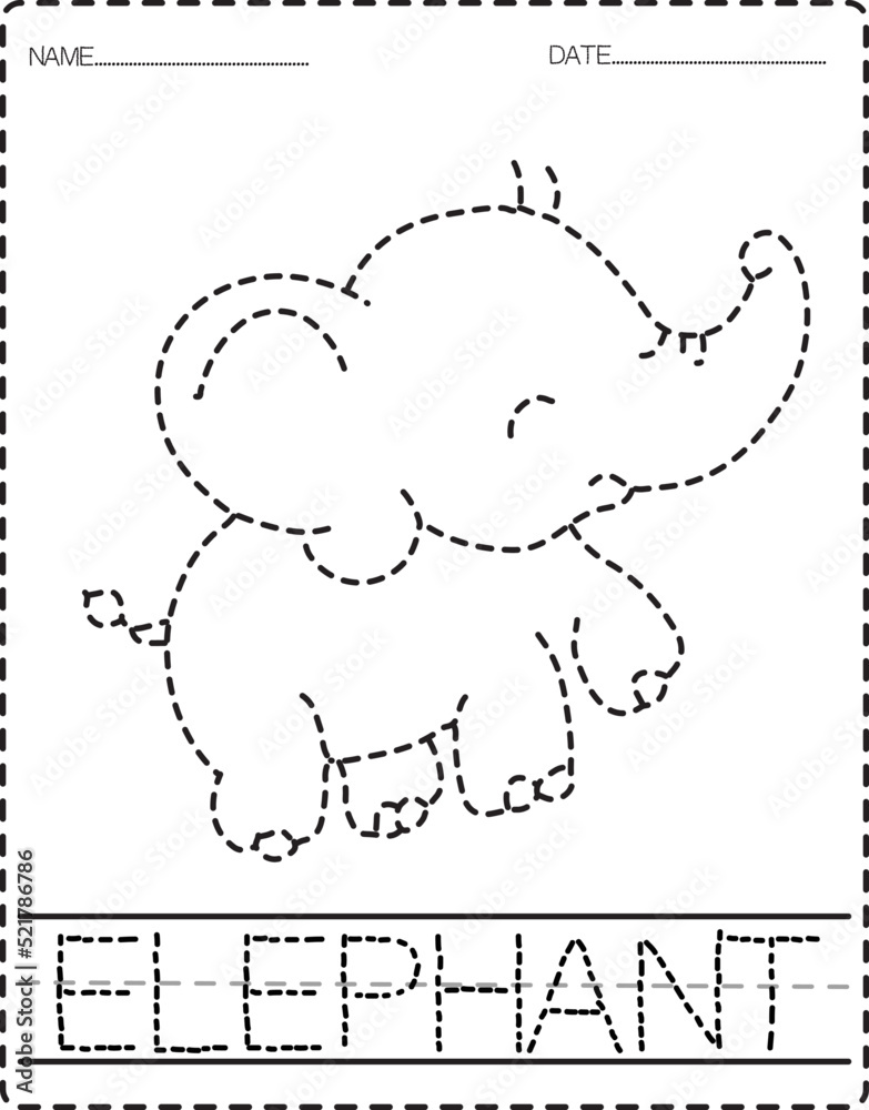 Animal Tracing Book with Example. Preschool worksheet for practicing