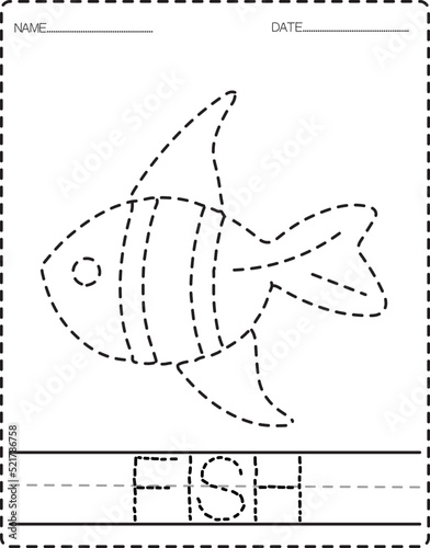 Animal Tracing Book with Example. Preschool worksheet for practicing fine motor skill. Vector Cartoon